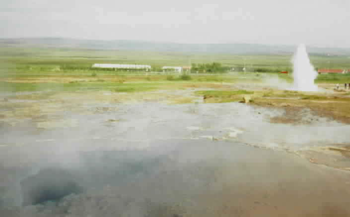 A view across the geothermal area at Geysir
